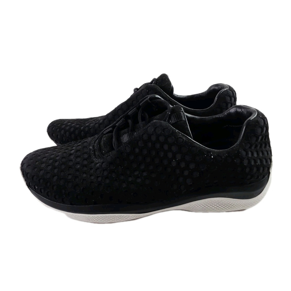 Prada Calzature Donna Black Seude Trainer Sneakers Woman's Size 36.5 - Picture 3 of 7